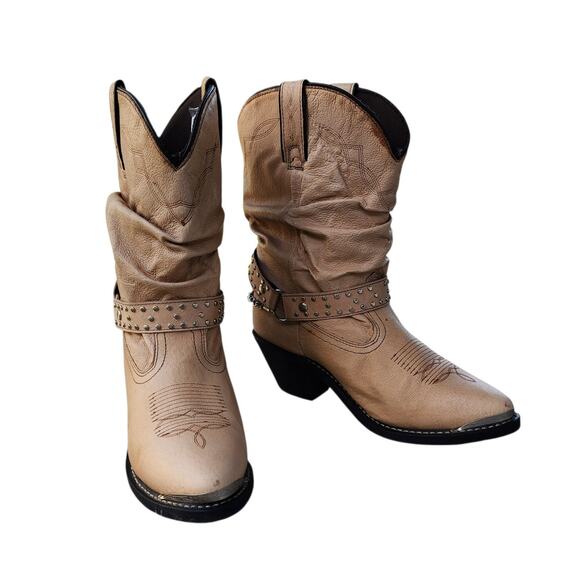 Shyanne Slouchy Leather Harness Studded Western Boots 9 - Picture 9 of 9